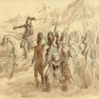 La 43e demi-brigade d'infanterie de ligne à la bataill d'Hohenlinden - Lavis de Denis-Auguste Raffet